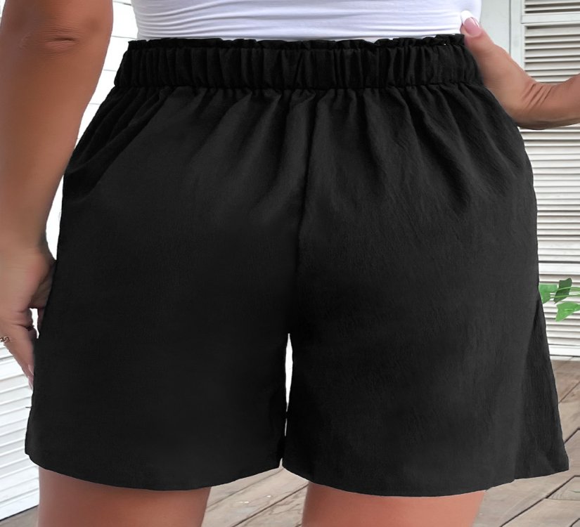 Button Black High Waisted Shorts