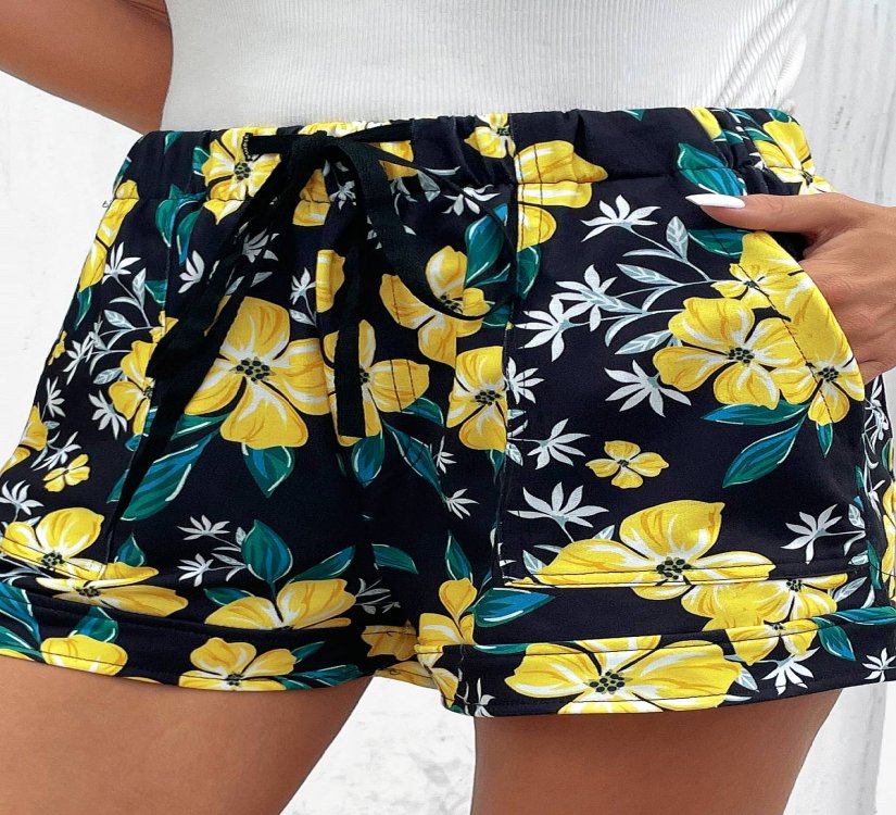 Pocket Floral Print Multi Color Regular Shorts