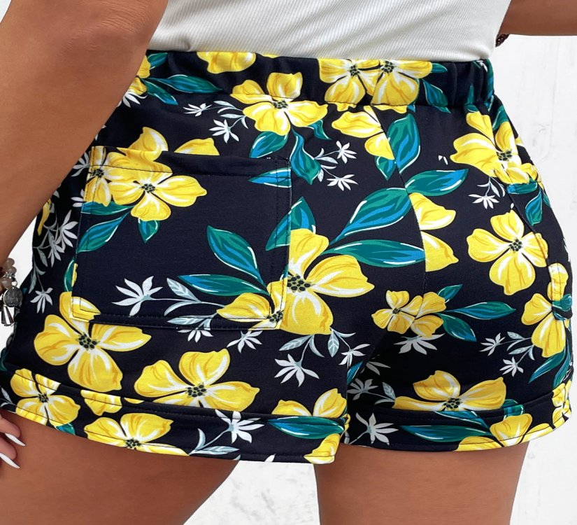 Pocket Floral Print Multi Color Regular Shorts