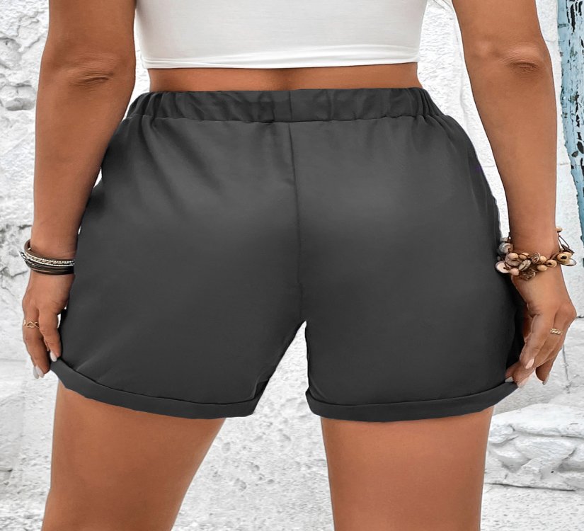 Pocket Grey Drawastring High Waisted Shorts